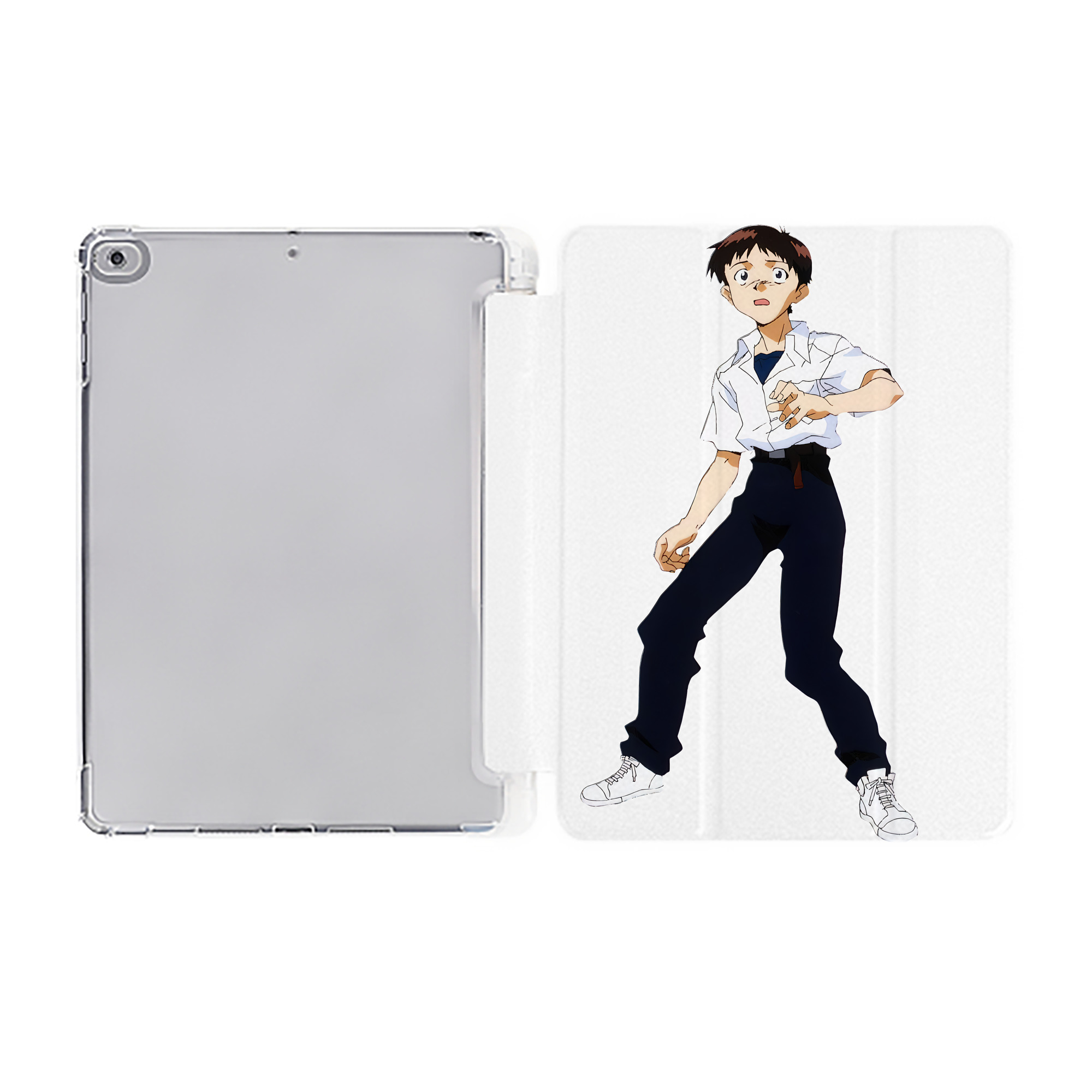 （画像用） EVA 新世紀エヴァンゲリオン IPad ケース ペン収納付き 三つ折りスタンド PUレザー×シリコン 対応機種9.5/10.5/10.9インチ